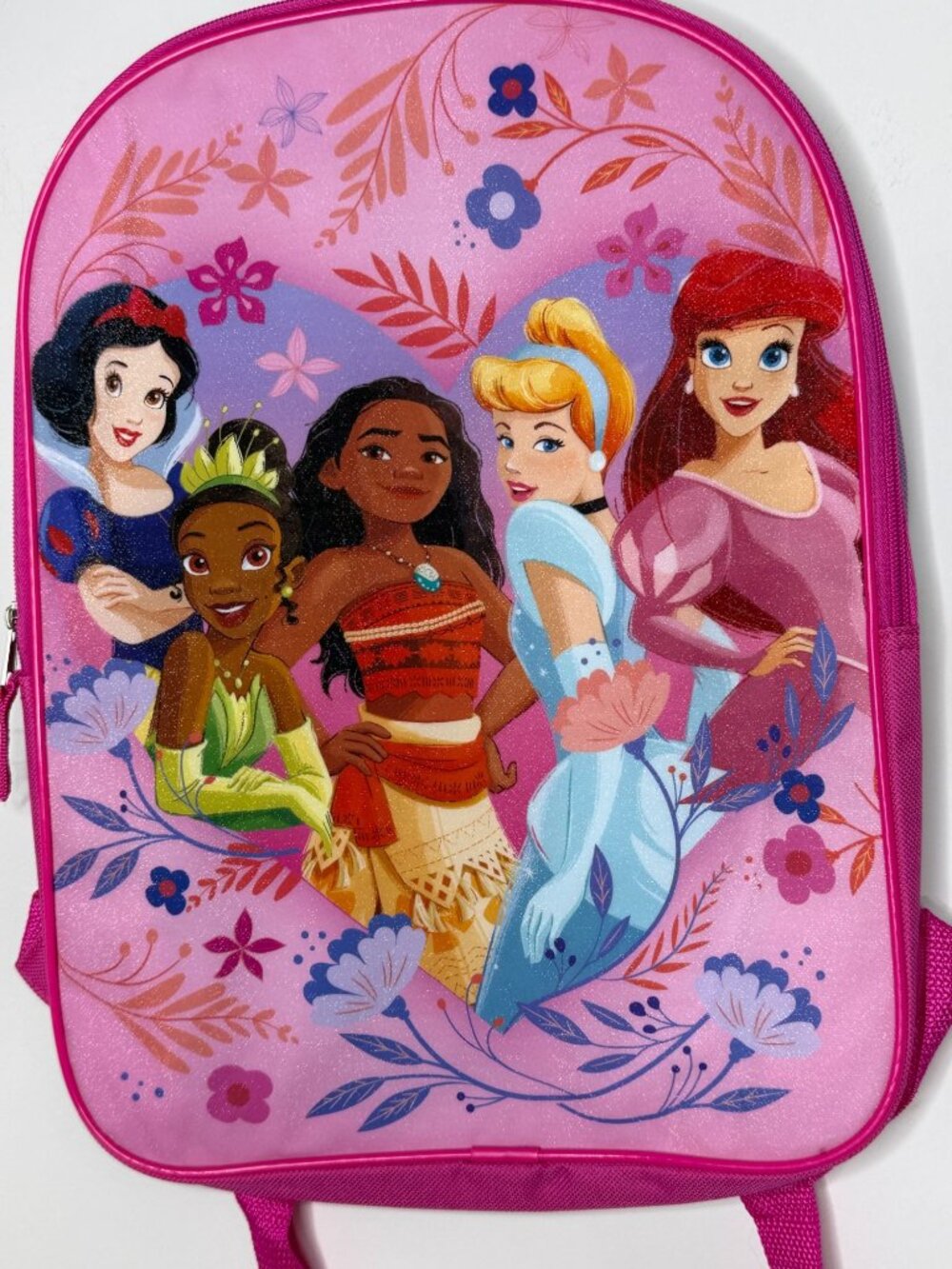 Disney Princess Pink Kids Backpack Ariel Tiana Moana Cinderella NWT - Picture 2 of 6